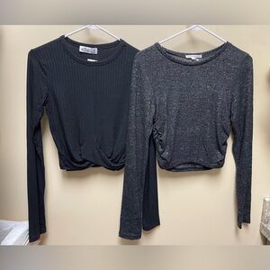 Black and Gray Long Sleeve Tops